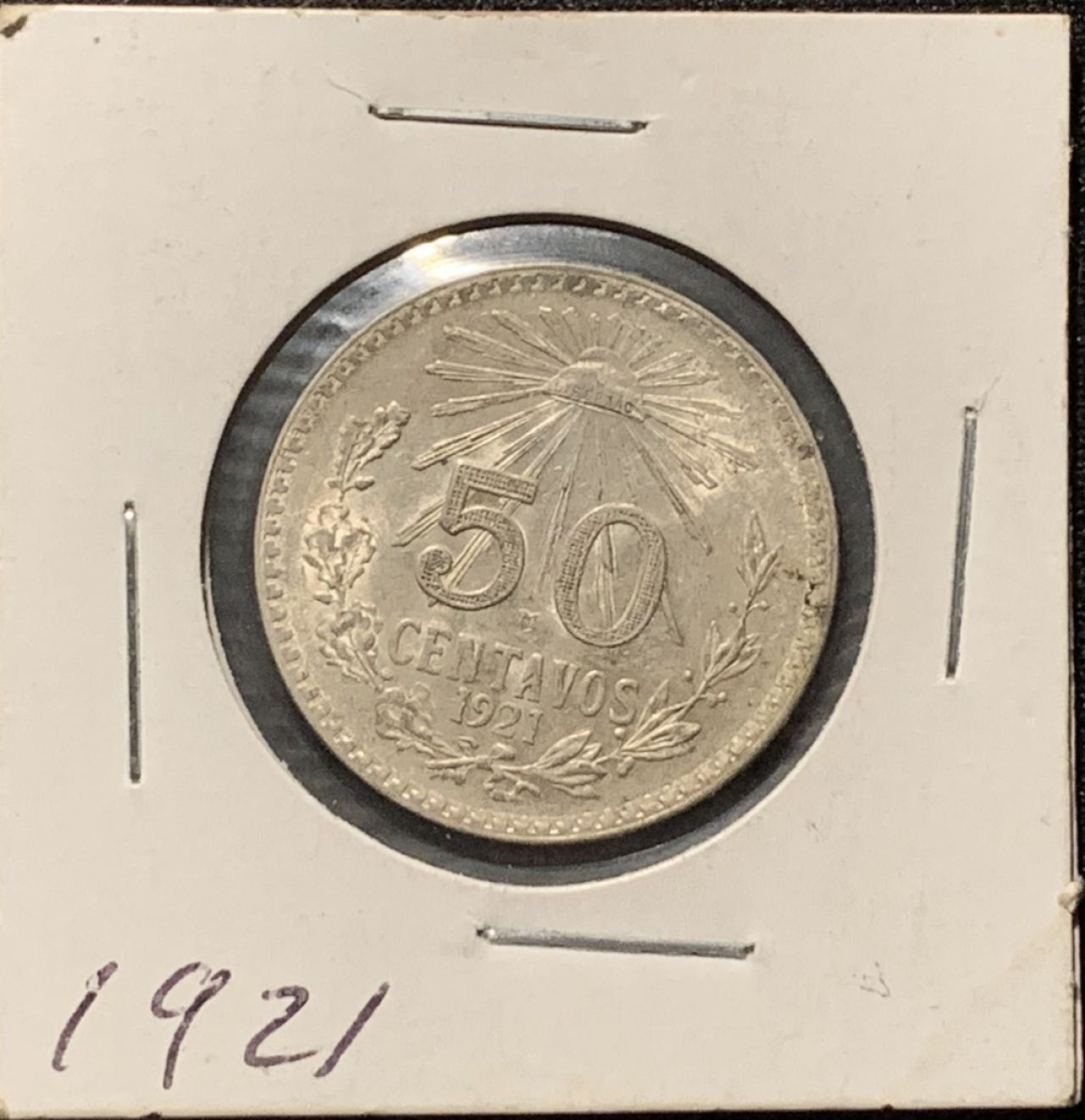 紫瑗钱币——第210期拍卖 墨西哥 1921年 鹰洋 50分 8.33克 0.72银 UNC