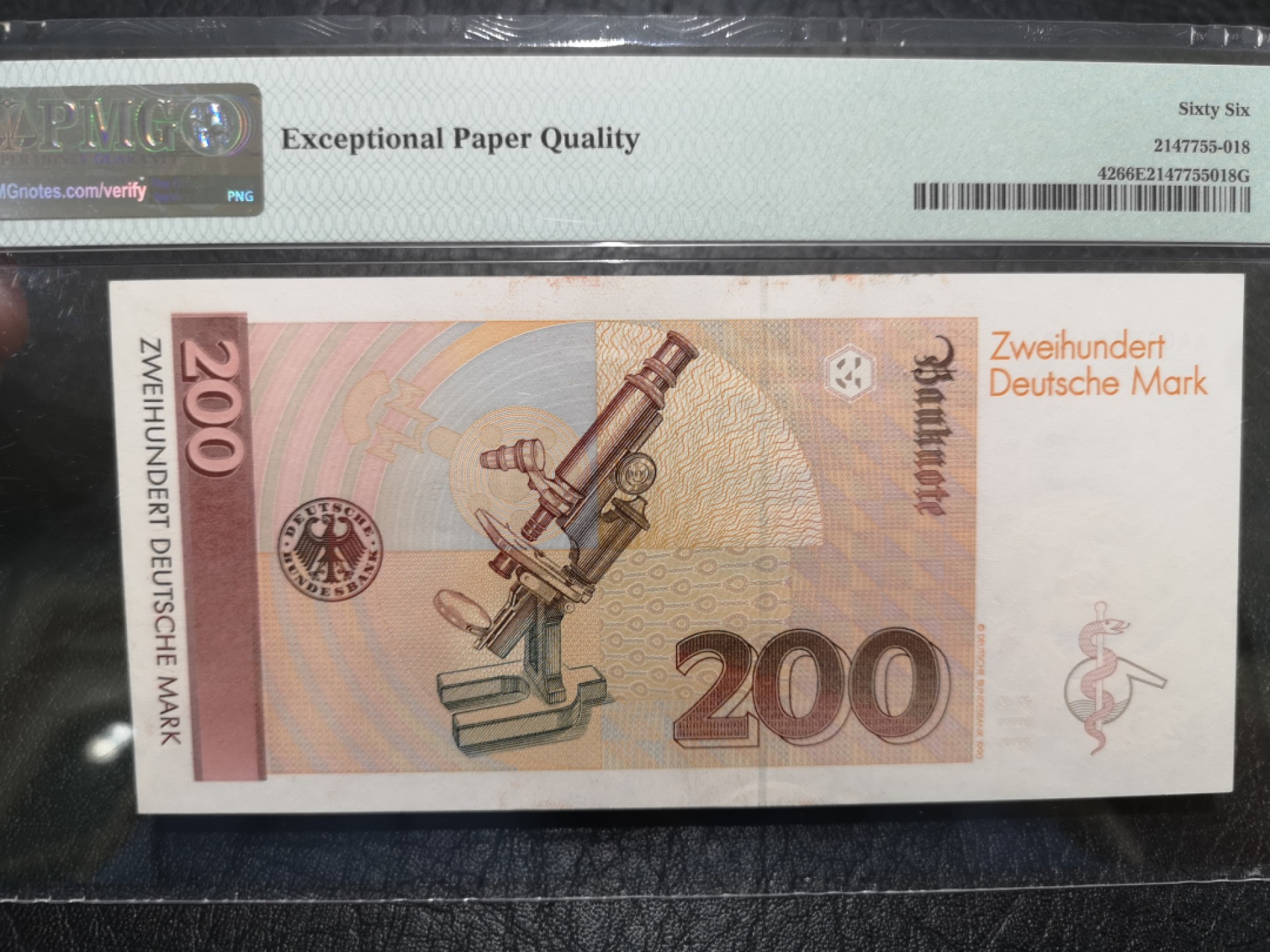 《外钞收藏家》第二百零四期 1989年德国末版200马克 PMG66 AA冠