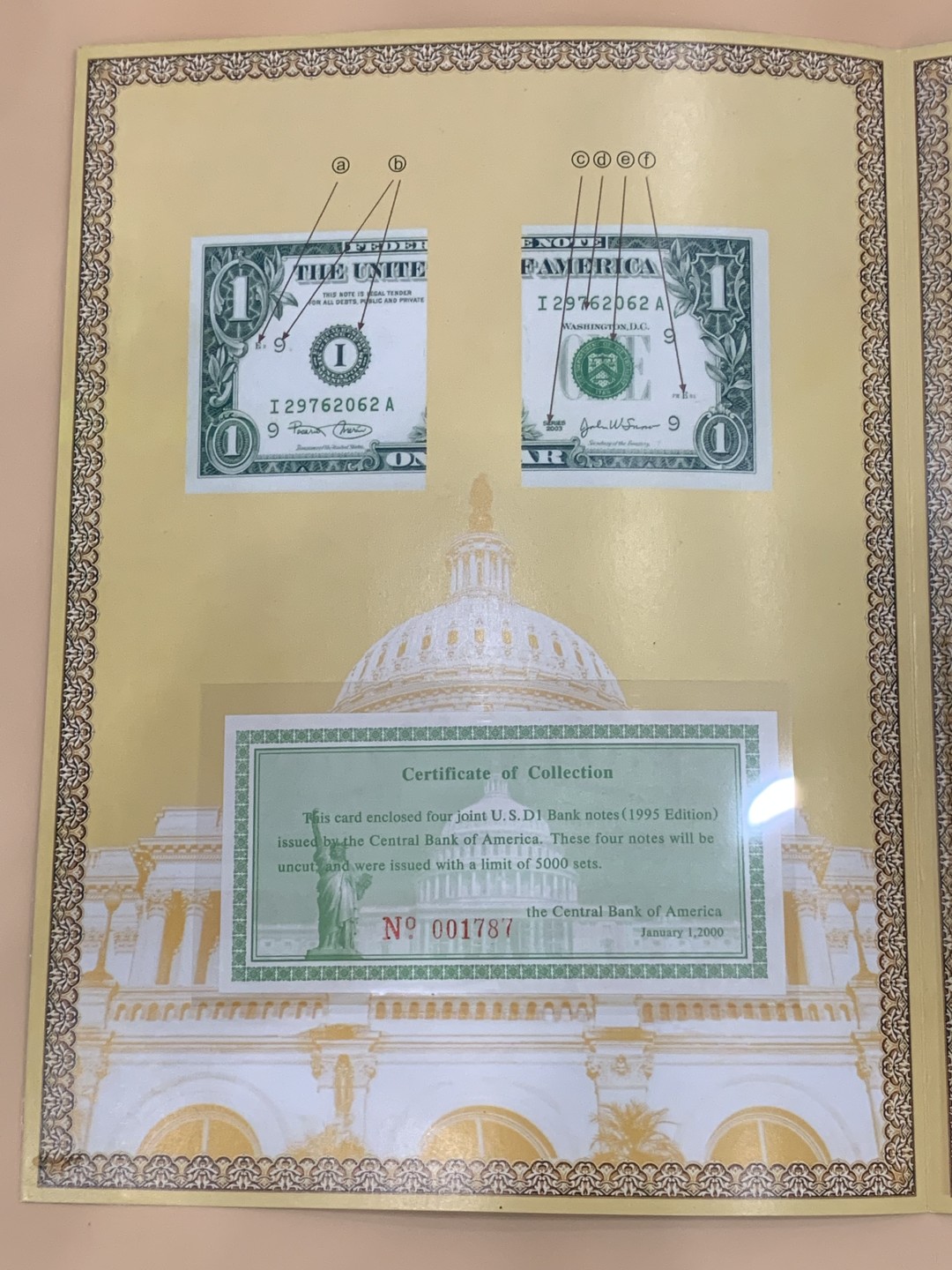 《竞宝斋》第98场-本周日，周一2场连拍（全场不限金额包邮） 2册一起  1美元两连体，2美元四连体，999豹子开头。印钞厂限量发行，带证书册子