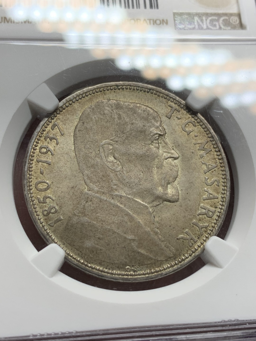 《竞宝斋》第98场-本周日，周一2场连拍（全场不限金额包邮） NGC-MS64 1937年 捷克斯洛伐克20克朗大银，国父马萨里克逝世纪念。消失的国度，大尺寸潜力品种