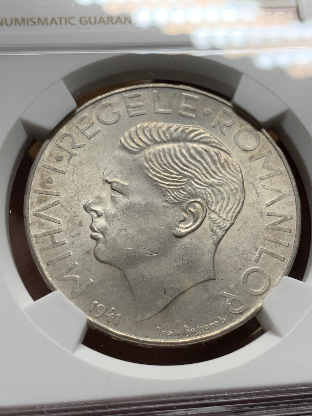 《竞宝斋》第98场-本周日，周一2场连拍（全场不限金额包邮） NGC-MS63 罗马尼亚 1941年500列伊大银币 41年比46年少很多很多 也是最近暴涨的品种