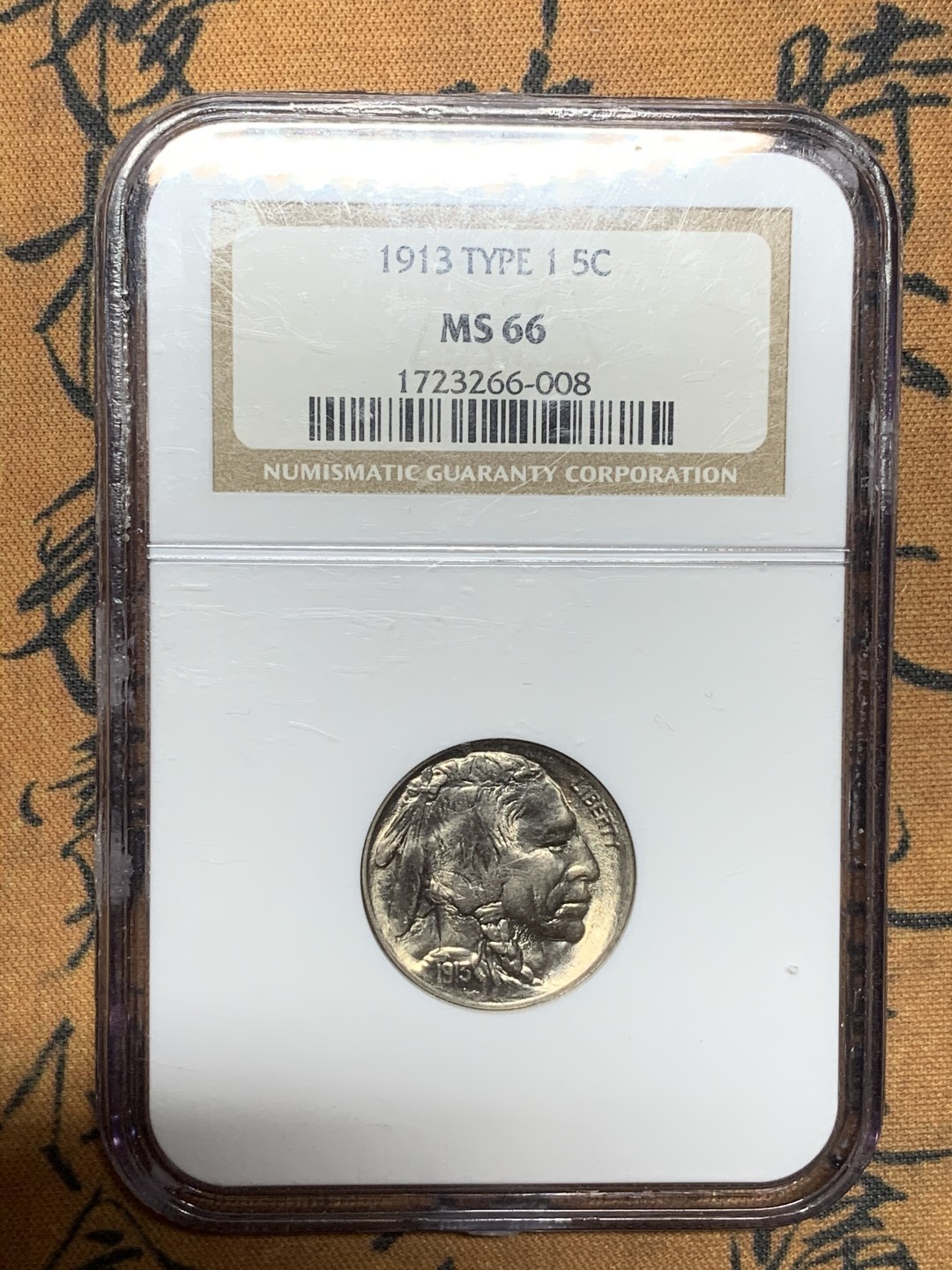 《竞宝斋》第98场-本周日，周一2场连拍（全场不限金额包邮） NGC MS66 美国 1913年 早期年份 印第安 牦牛 5美分