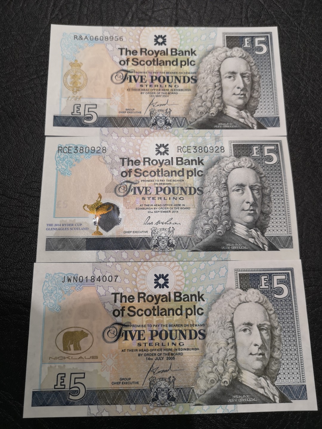 《外钞收藏家》第二百零四期 苏格兰5镑纪念钞 三张一起 全新UNC