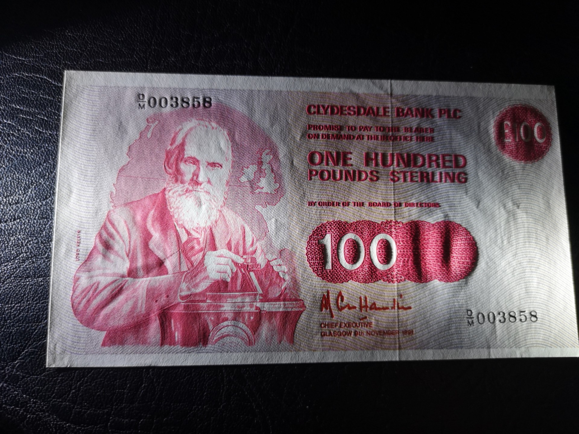 《外钞收藏家》第二百零五期 苏格兰经典专场👍 克莱斯戴尔银行-1991-100镑	D/M 003858	P-217	全新UNC