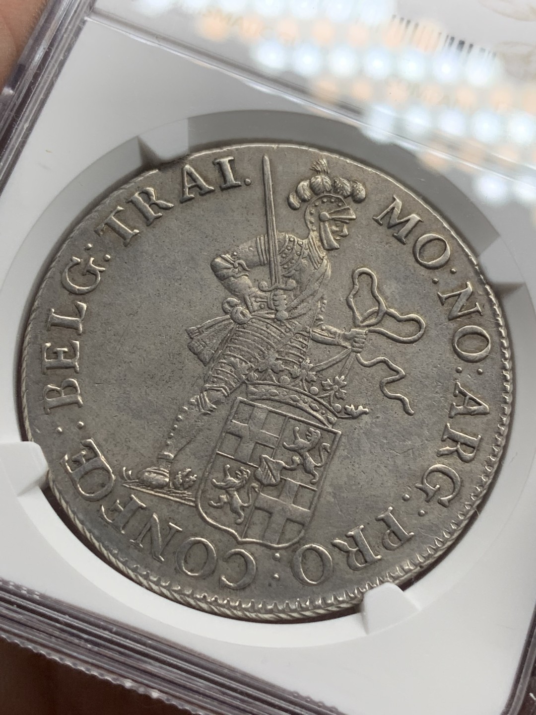 《竞宝斋》第98场-本周日，周一2场连拍（全场不限金额包邮） NGC AUD 荷兰 1801 乌特勒支 站人武士 1杜卡特大银币 双面全深打