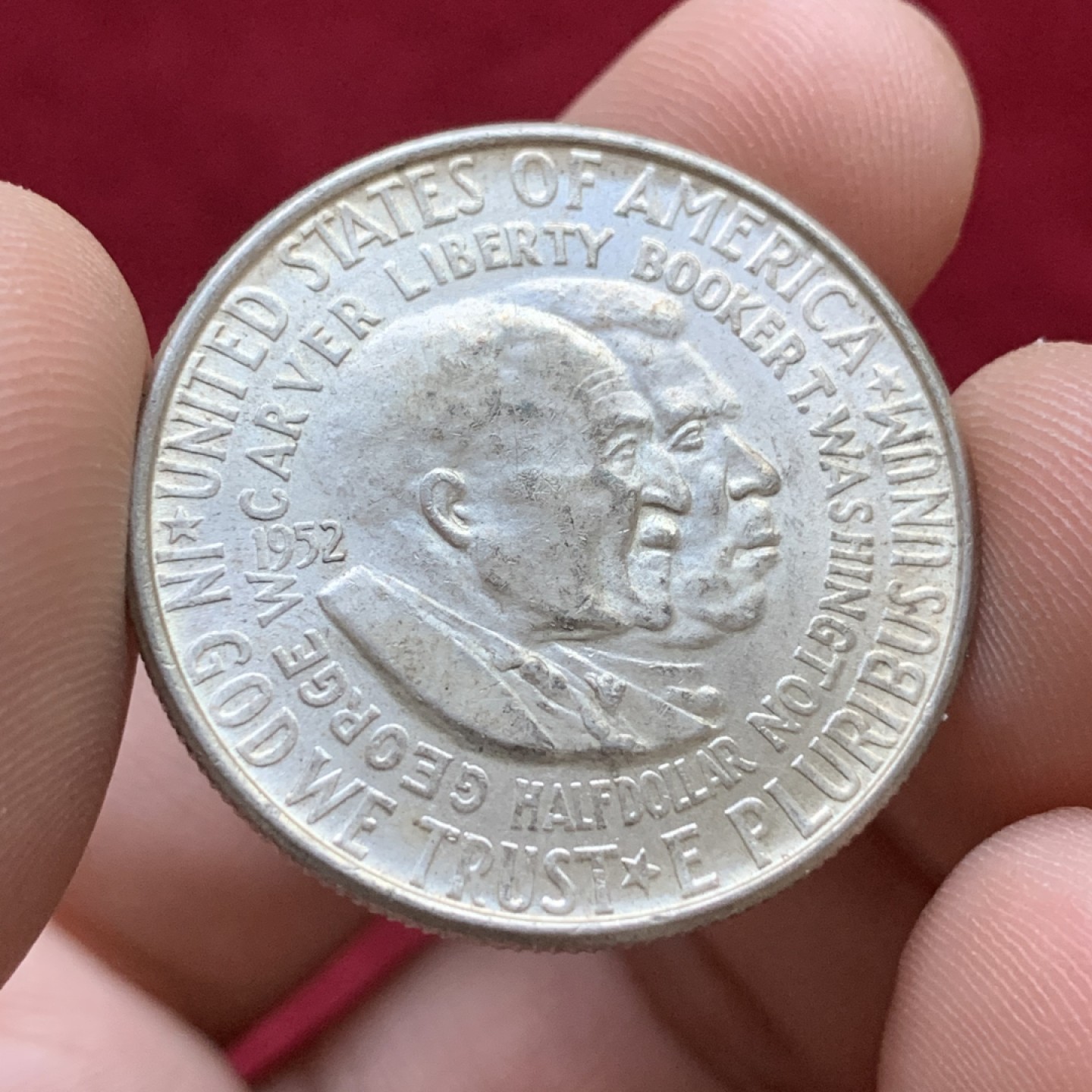 《竞宝斋》第98场-本周日，周一2场连拍（全场不限金额包邮） 美国1952年纪念银币 半美元 地图币 BU好品