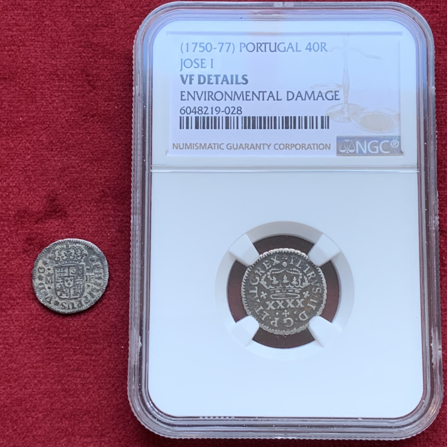 《竞宝斋》第98场-本周日，周一2场连拍（全场不限金额包邮） 2枚一起 NGC评级+裸币一枚 葡萄牙40里斯.西班牙1/2R十字小银币2枚