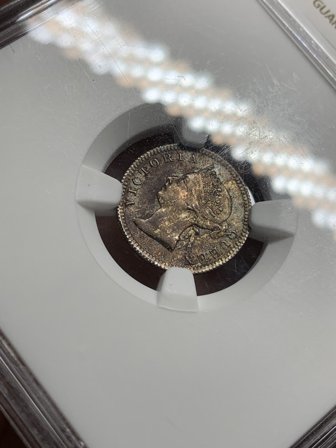 《竞宝斋》第98场-本周日，周一2场连拍（全场不限金额包邮） NGC MS64 香港 1901年 5仙 银币 深彩包浆 高分难得