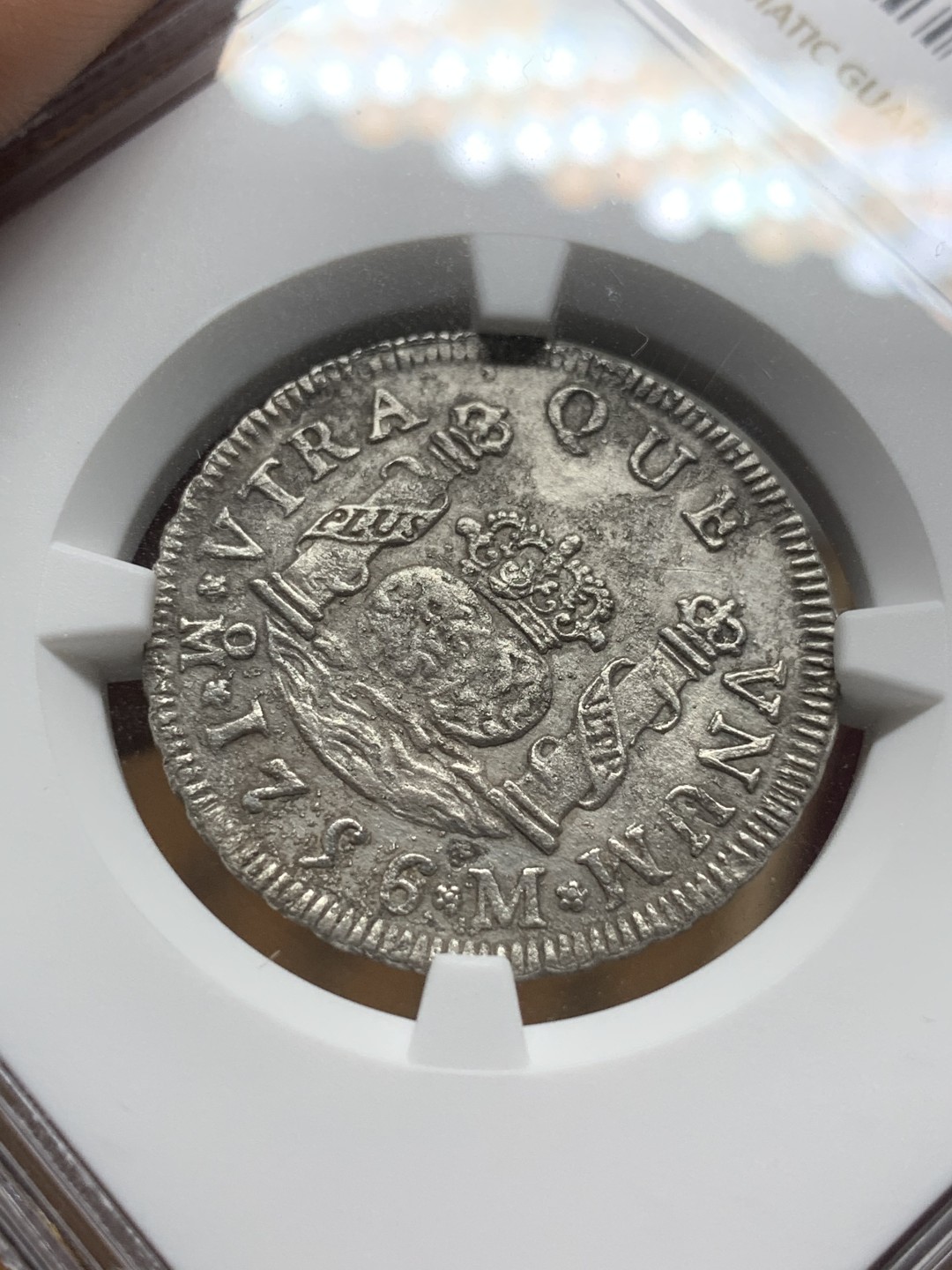 《竞宝斋》第98场-本周日，周一2场连拍（全场不限金额包邮） NGC-UNCD 1756年西属墨西哥地球双柱2R银币 费迪南六世小地球，一般多是XF、AU，UNC品非常少见，这枚细节犀利、打制居中，值得收藏