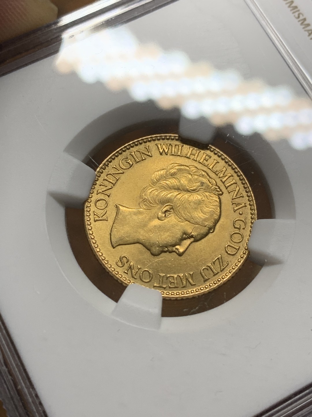 《竞宝斋》第98场-本周日，周一2场连拍（全场不限金额包邮） NGC-MS64 荷兰1926年 威廉米娜女王10盾金币 顶级品相 6.73克