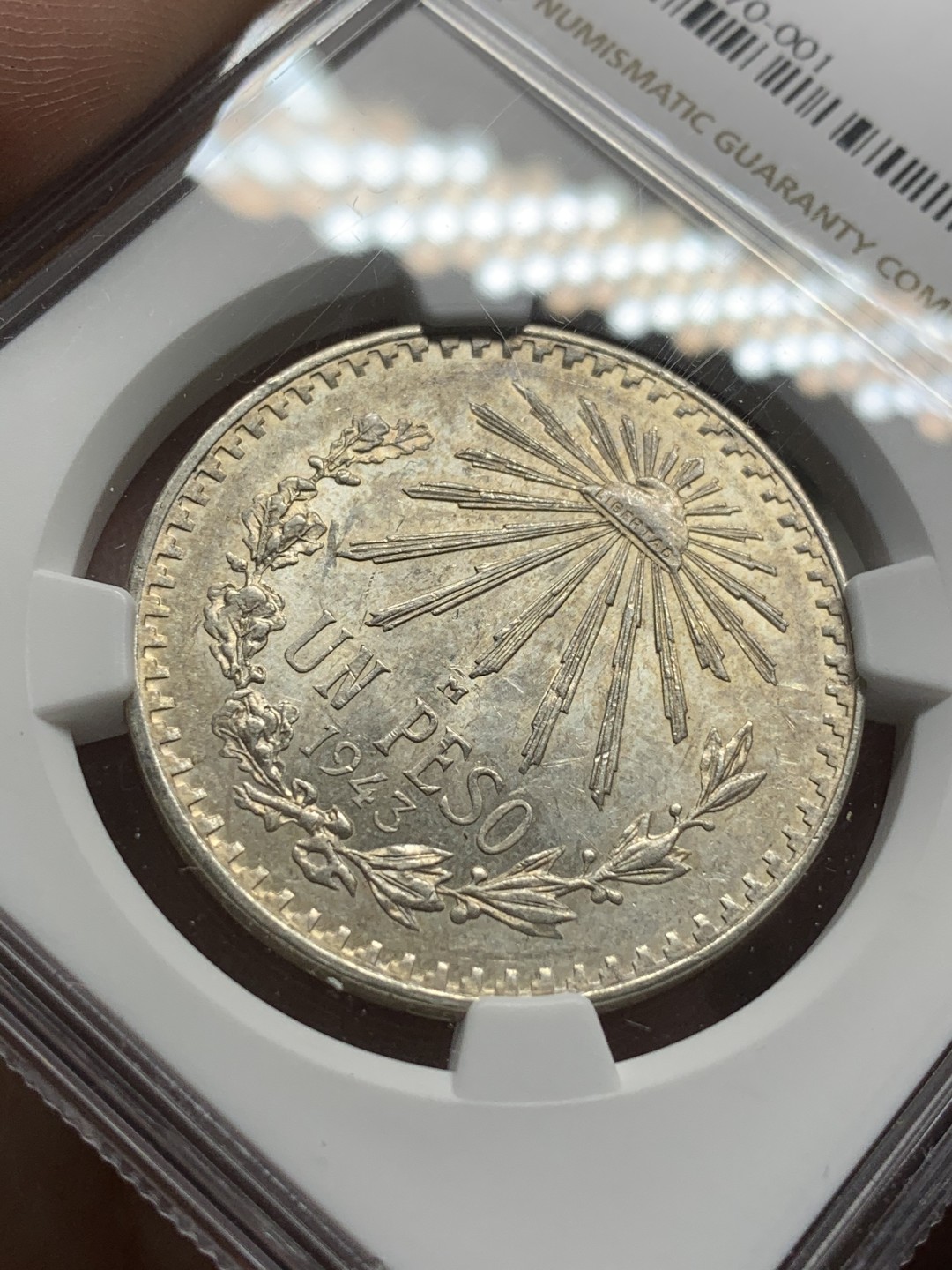 《竞宝斋》第98场-本周日，周一2场连拍（全场不限金额包邮） NGC-MS61 墨西哥1943年 小鹰洋 1比索银币 原光好品