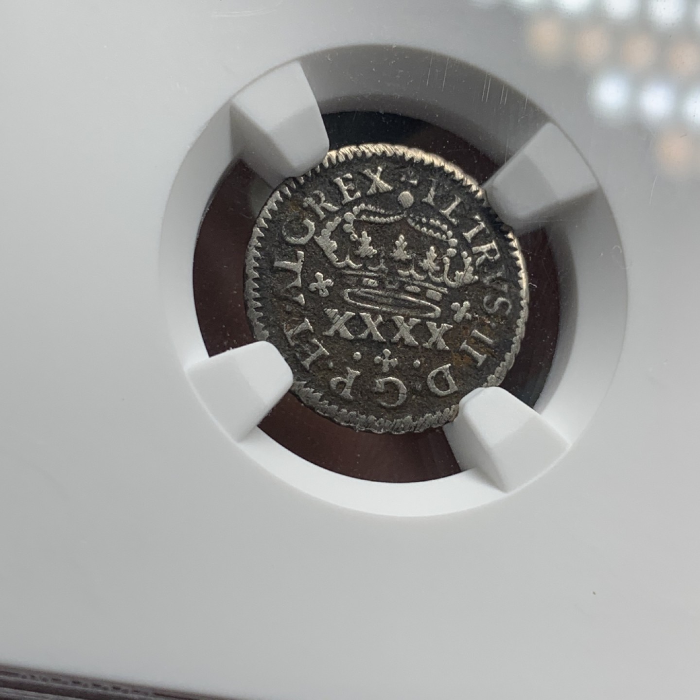 《竞宝斋》第98场-本周日，周一2场连拍（全场不限金额包邮） 2枚一起 NGC评级+裸币一枚 葡萄牙40里斯.西班牙1/2R十字小银币2枚