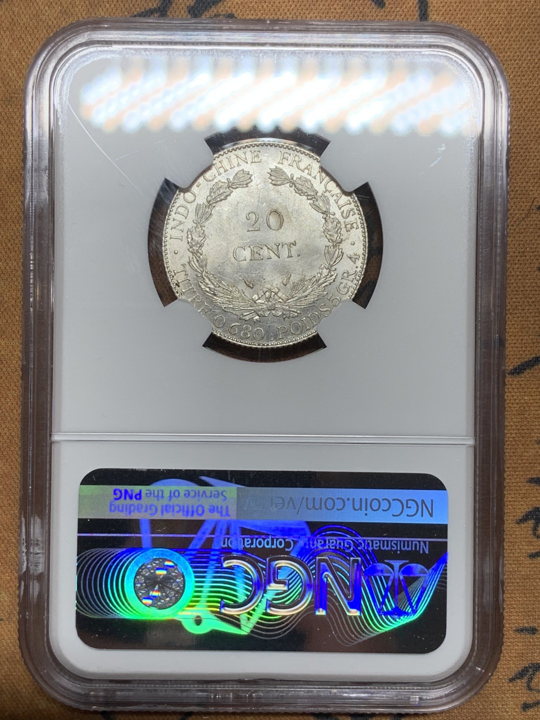 《竞宝斋》第98场-本周日，周一2场连拍（全场不限金额包邮） NGC-MS61 法属印支 1937年坐洋2角银币 卷拆曝光品相