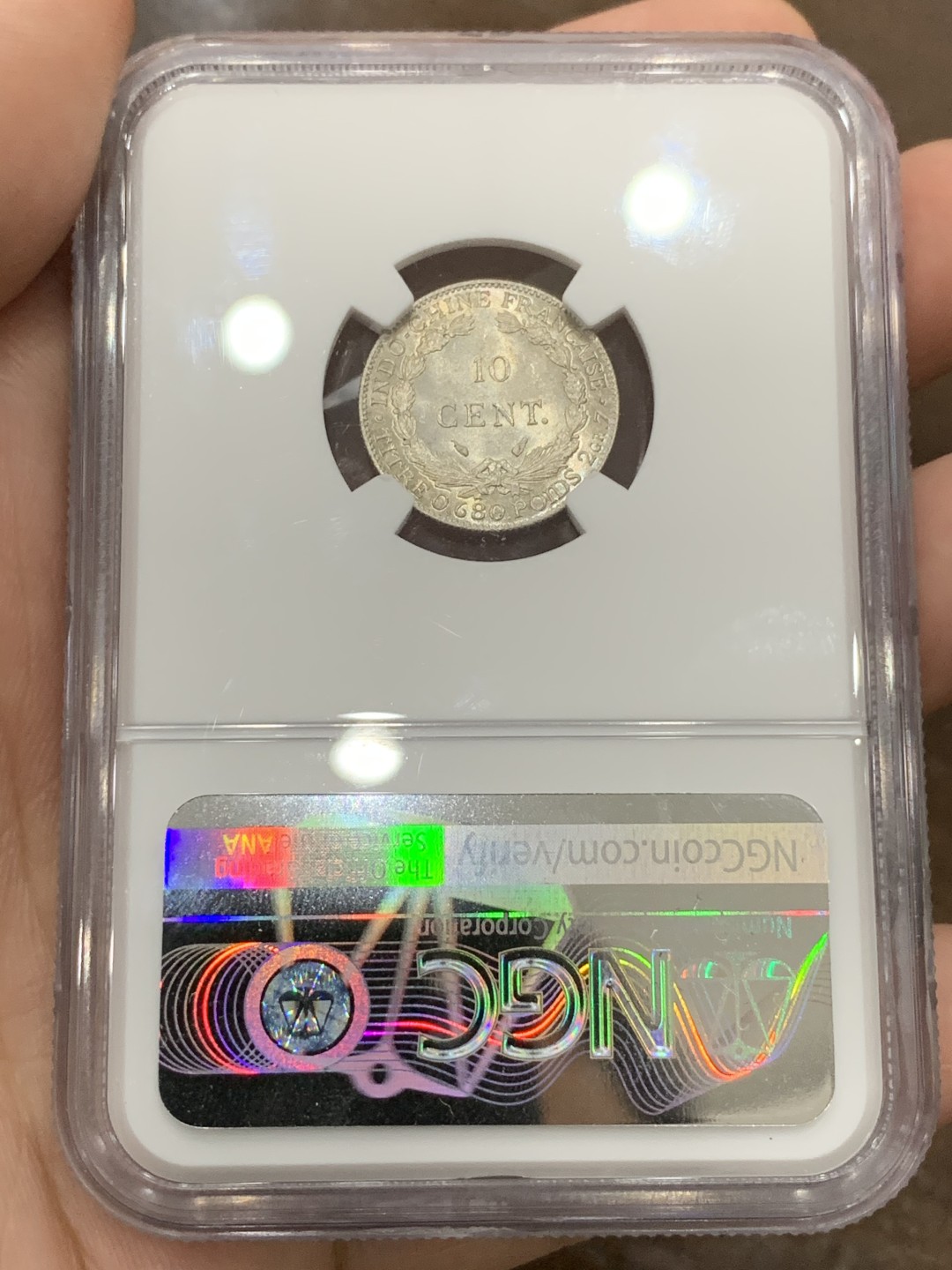 《竞宝斋》第98场-本周日，周一2场连拍（全场不限金额包邮） NGC MS66  法属印支   1937年 坐洋 10分 银币 顶级分数 不要错过