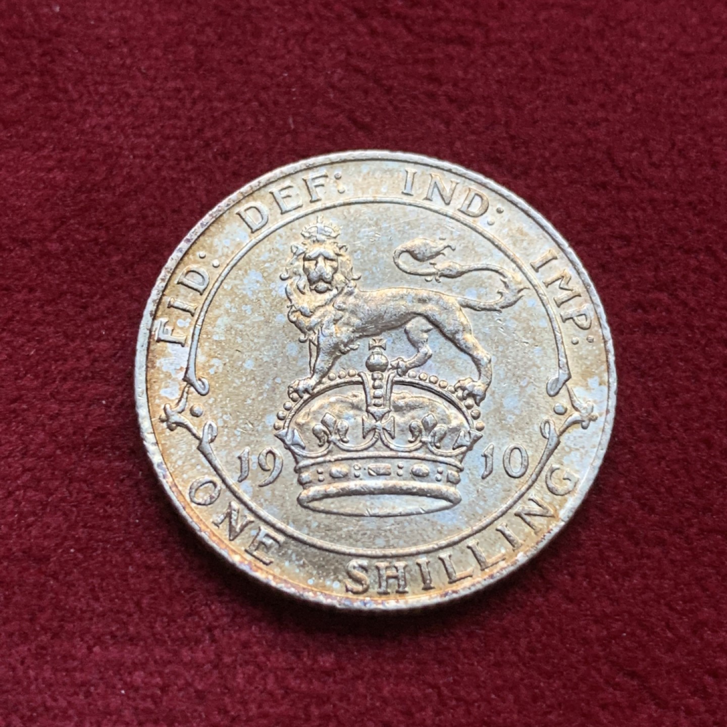 《竞宝斋》第98场-本周日，周一2场连拍（全场不限金额包邮） 英国1910年1先令银币 未流通品相 早期站狮