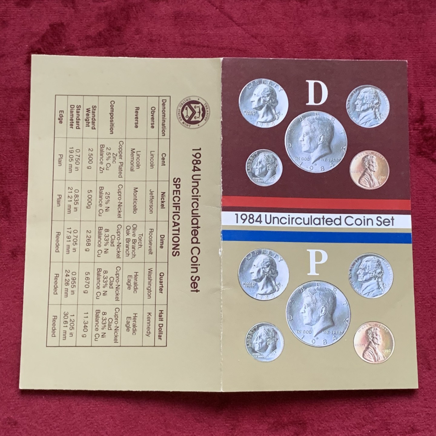 《竞宝斋》第98场-本周日，周一2场连拍（全场不限金额包邮） 1984年美国原厂套币（丹佛D厂+费城P厂，原封原证）