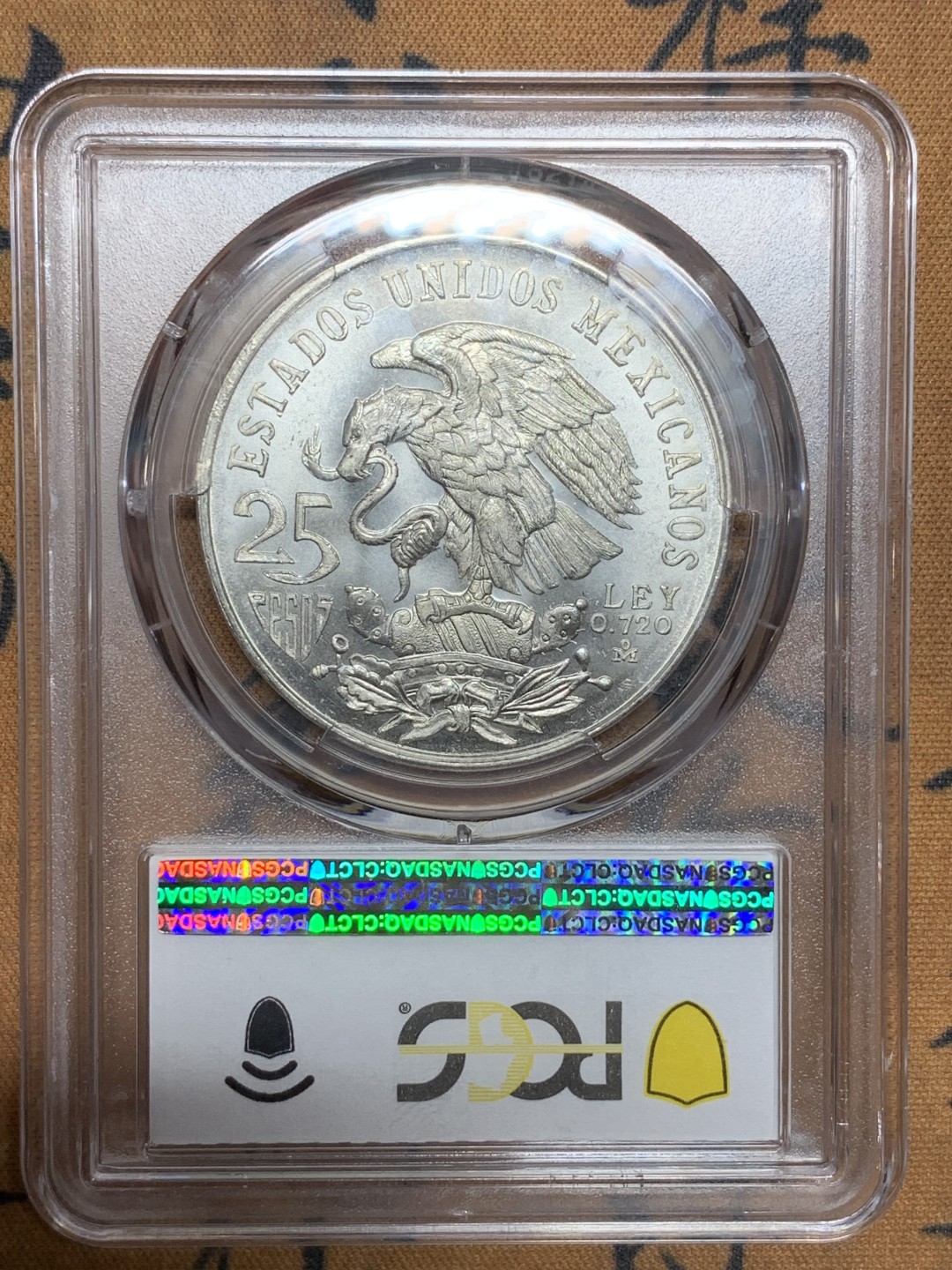 《竞宝斋》第98场-本周日，周一2场连拍（全场不限金额包邮） PCGS金盾 MS65+ 墨西哥1968年奥运会纪念25比索大银币
