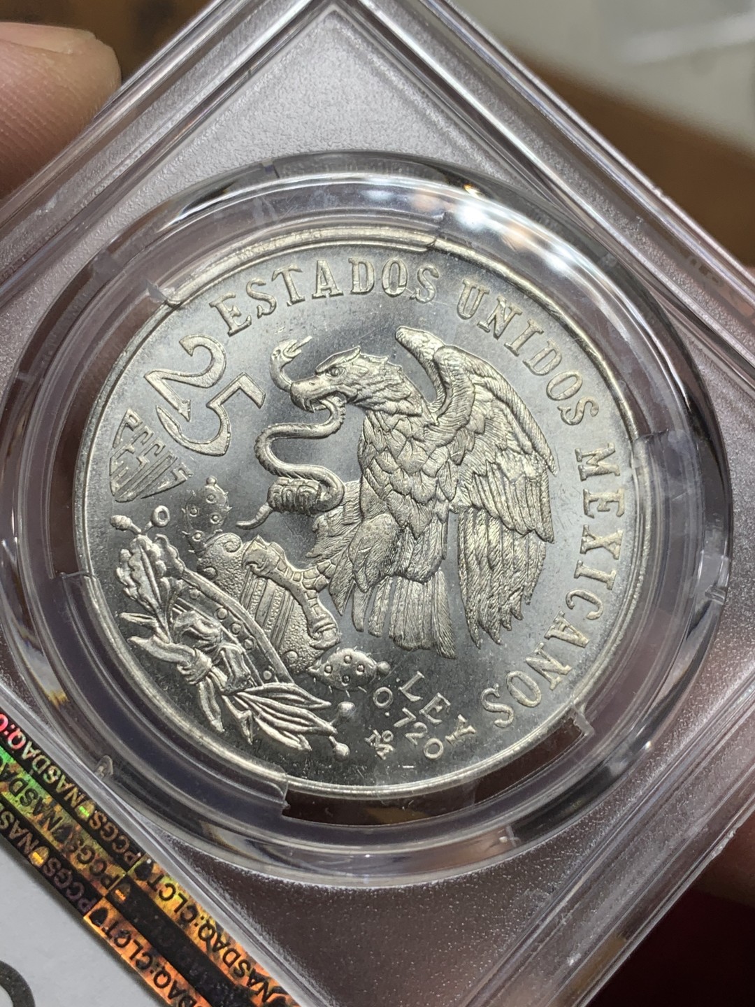 《竞宝斋》第98场-本周日，周一2场连拍（全场不限金额包邮） PCGS金盾 MS65+ 墨西哥1968年奥运会纪念25比索大银币