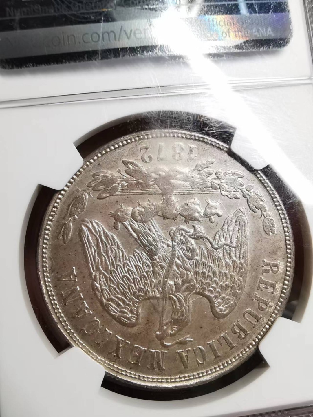 凡希社世界钱币微拍第二百十三期 荐！1872墨西哥天平鹰洋NGC-MS62灰彩收藏级！