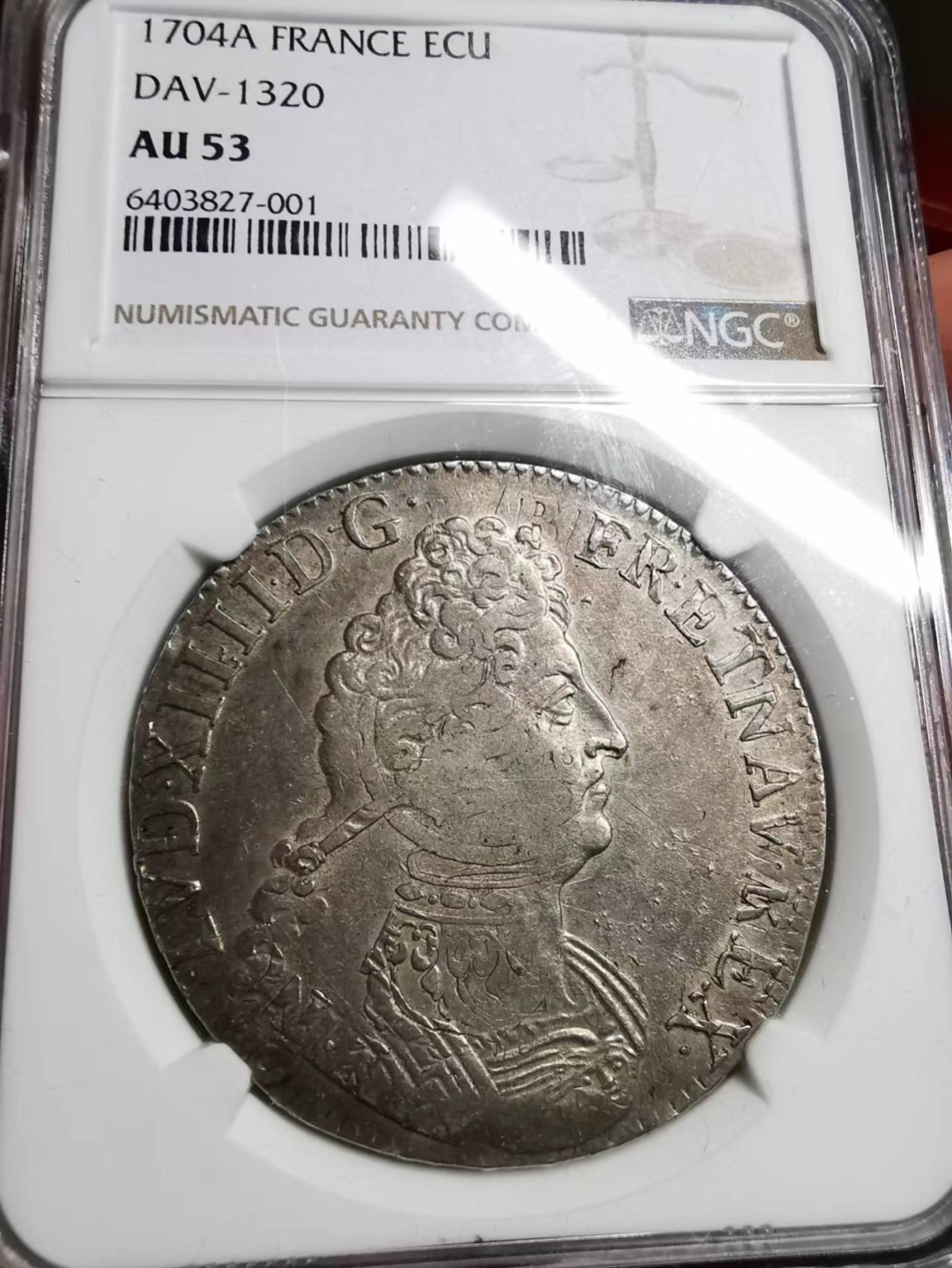 凡希社世界钱币微拍第二百十三期 荐！1704法国太阳王路易十四埃居大银NGC-AU53