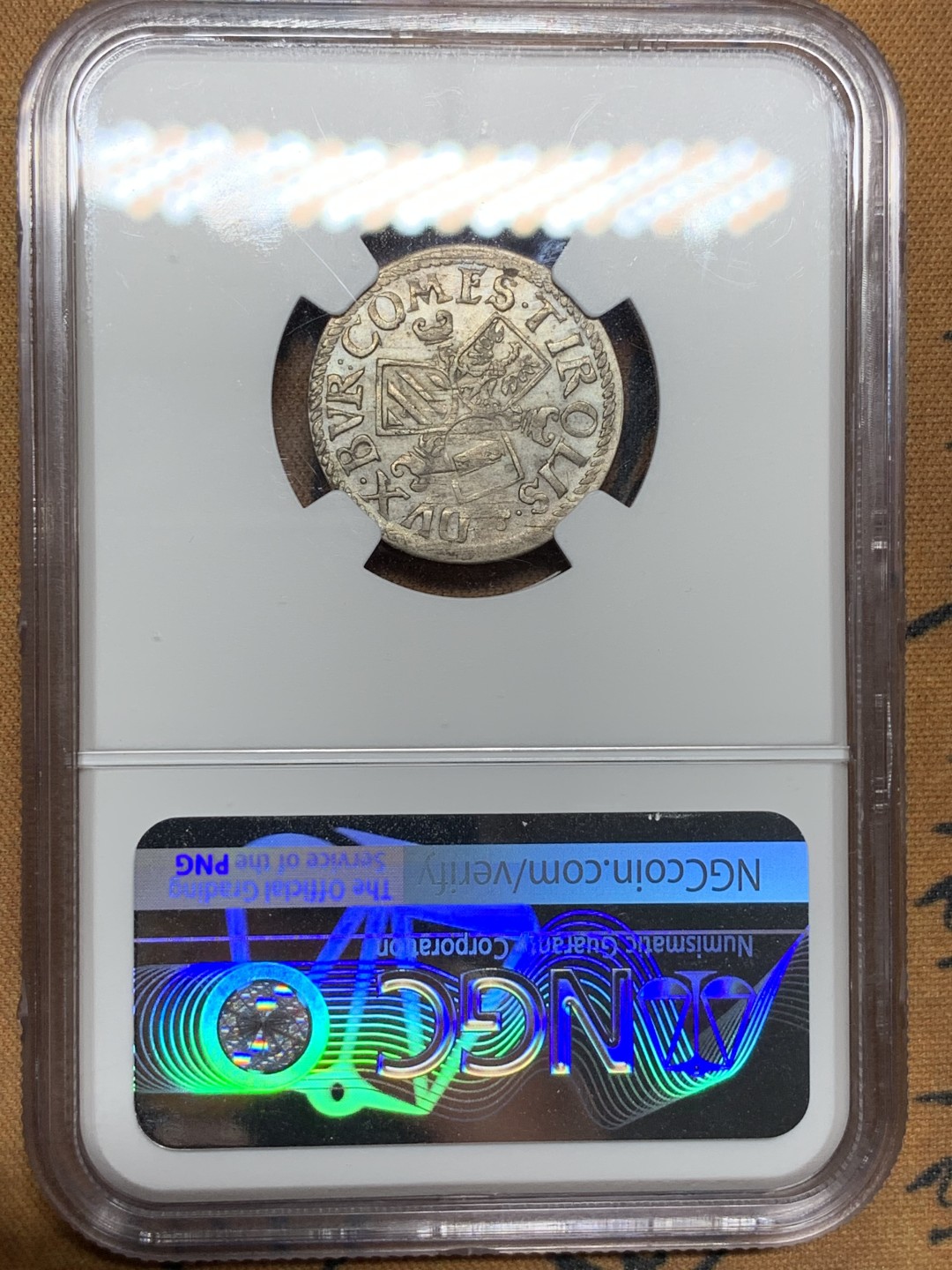 《竞宝斋》第98场-本周日，周一2场连拍（全场不限金额包邮） NGC XF45 神圣罗马帝国 1626-32年 利奥波德五世 3K 小银币 带底光 细节不错