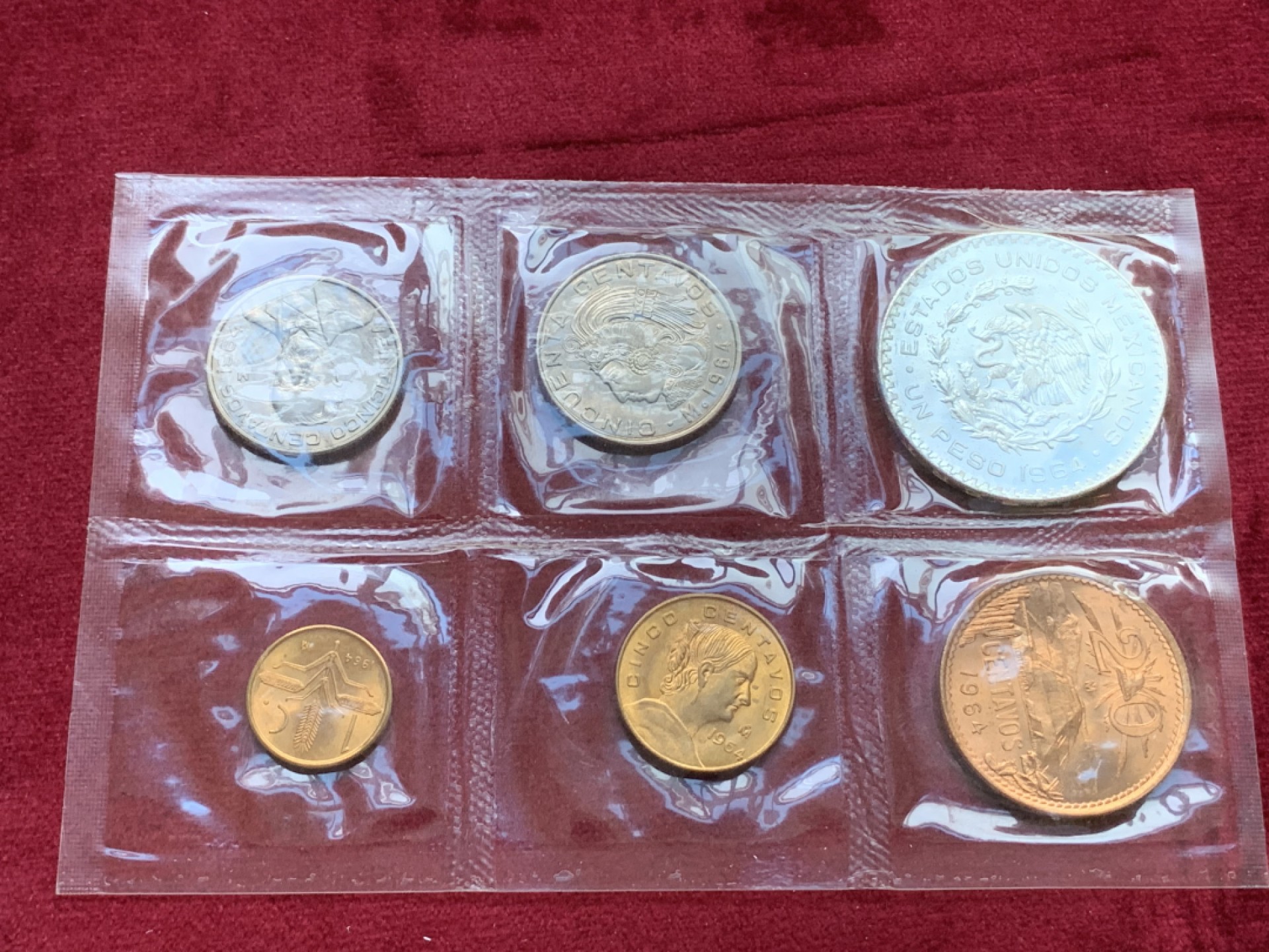 《竞宝斋》第98场-本周日，周一2场连拍（全场不限金额包邮） 1964年墨西哥套币（其中最大一枚含银）