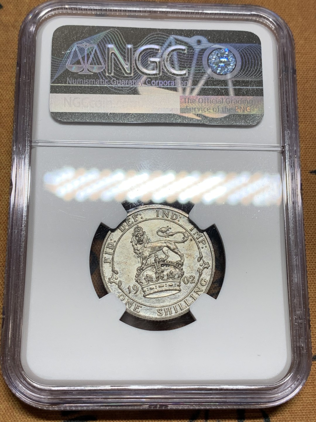 《竞宝斋》第98场-本周日，周一2场连拍（全场不限金额包邮） NGC PF62MATTE 深彩英国1902年爱七精制一先令银币