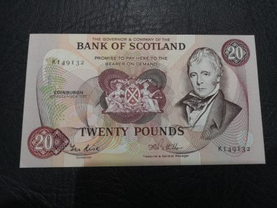 《外钞收藏家》第二百零五期 苏格兰经典专场👍 - 苏格兰银行-1987-20镑	K 149132  P-114 非全新疑似有折