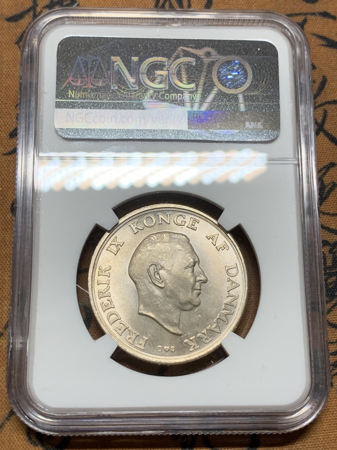 《竞宝斋》第98场-本周日，周一2场连拍（全场不限金额包邮） NGC-MS63 丹麦1958年 公主Margarita 2克朗银币 原光好品 少见品种