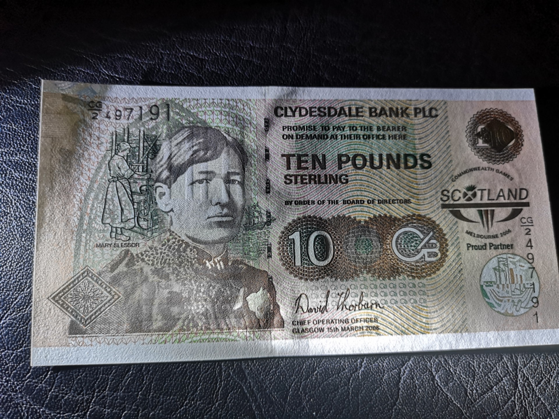 《外钞收藏家》第二百零五期 苏格兰经典专场👍 克莱斯戴尔银行-2006-10镑	CG/2 497191	P-229E	《2006年墨尔本英联邦运动会》纪念钞	全新UNC