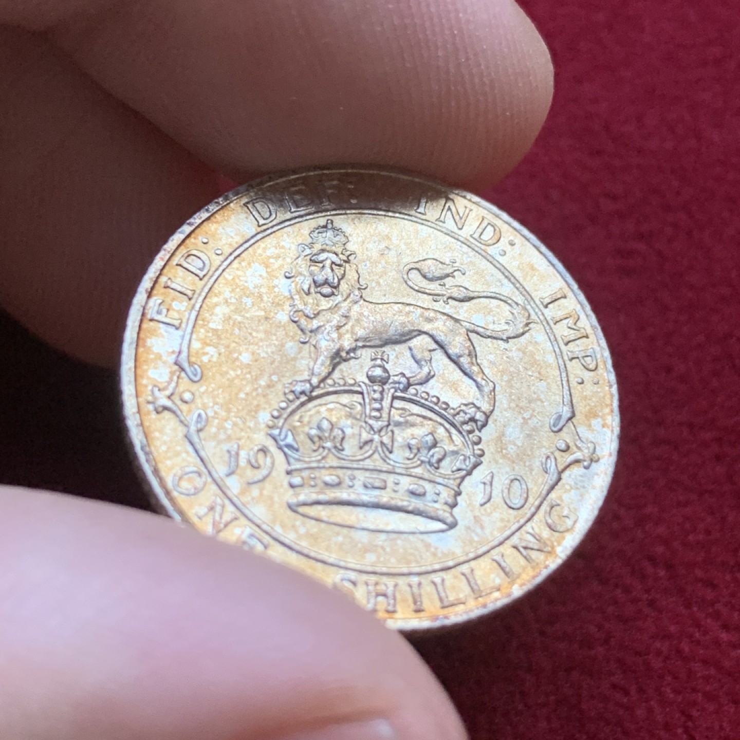 《竞宝斋》第98场-本周日，周一2场连拍（全场不限金额包邮） 英国1910年1先令银币 未流通品相 早期站狮