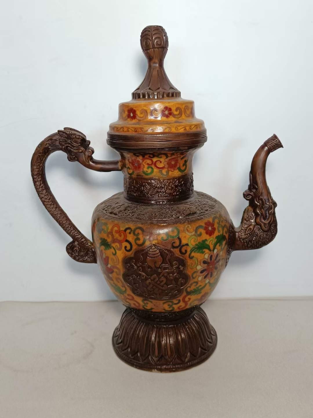 旧蔵清景泰藍獨角獸一對銅製品古銅銅器極細工稀少珍品古美術古