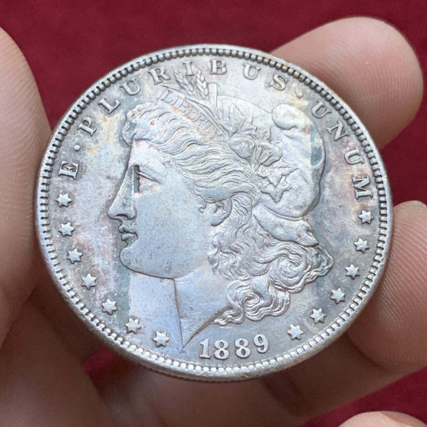 《竞宝斋》第98场-本周日，周一2场连拍（全场不限金额包邮） 美国 1889年 摩根 银元 包浆特别 状态好