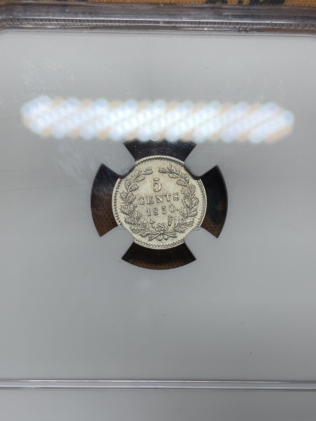 《竞宝斋》第98场-本周日，周一2场连拍（全场不限金额包邮） NGC-UNC 荷兰1850年 威廉三世 5分银币 虽然没出分 但是能得到这样的品相也可以收藏了 辅币普遍磨损严重