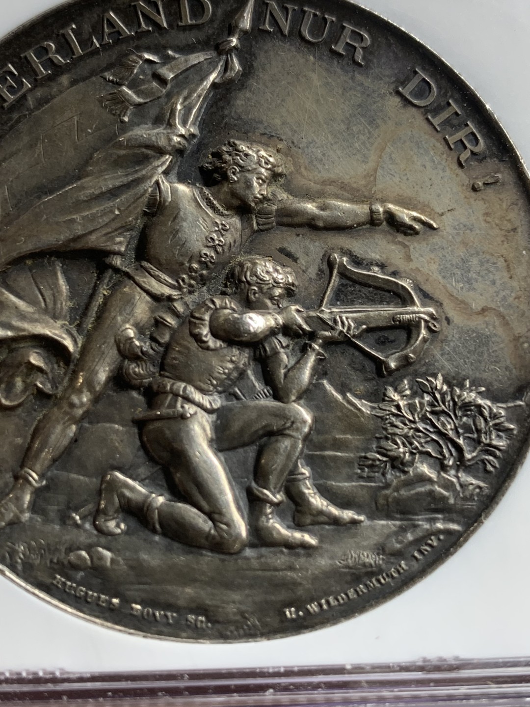 《竞宝斋》第98场-本周日，周一2场连拍（全场不限金额包邮） NGC-MS62 1891 瑞士 苏黎世 大规格 深浮雕 射击节银章 细节一如既往