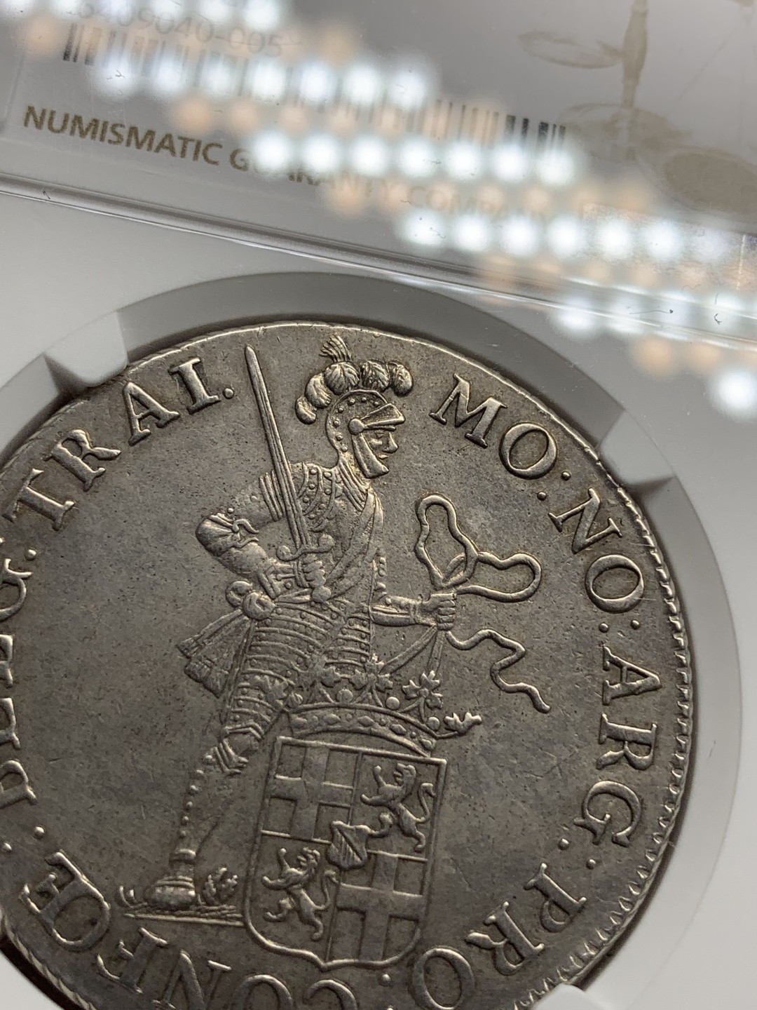 《竞宝斋》第98场-本周日，周一2场连拍（全场不限金额包邮） NGC AUD 荷兰 1801 乌特勒支 站人武士 1杜卡特大银币 双面全深打