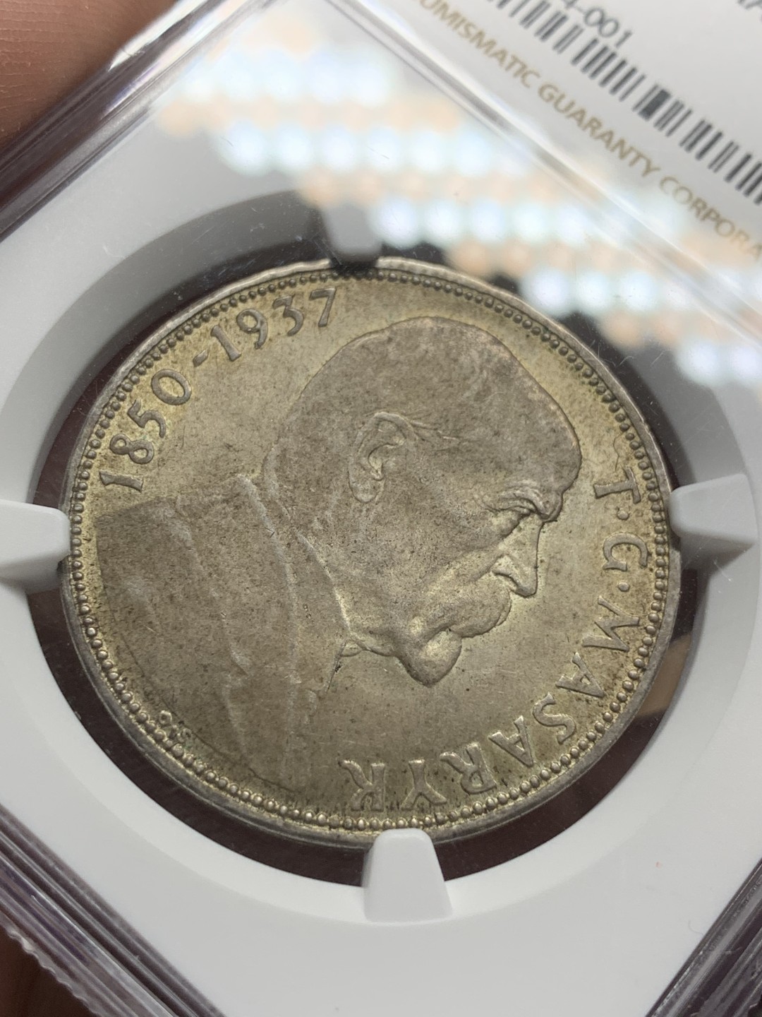 《竞宝斋》第98场-本周日，周一2场连拍（全场不限金额包邮） NGC-MS64 1937年 捷克斯洛伐克20克朗大银，国父马萨里克逝世纪念。消失的国度，大尺寸潜力品种