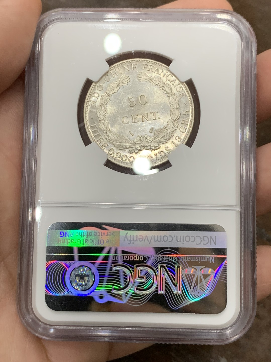 《竞宝斋》第98场-本周日，周一2场连拍（全场不限金额包邮） NGC MS64 法属印支 1936年 坐洋 50分 银币 难得状态