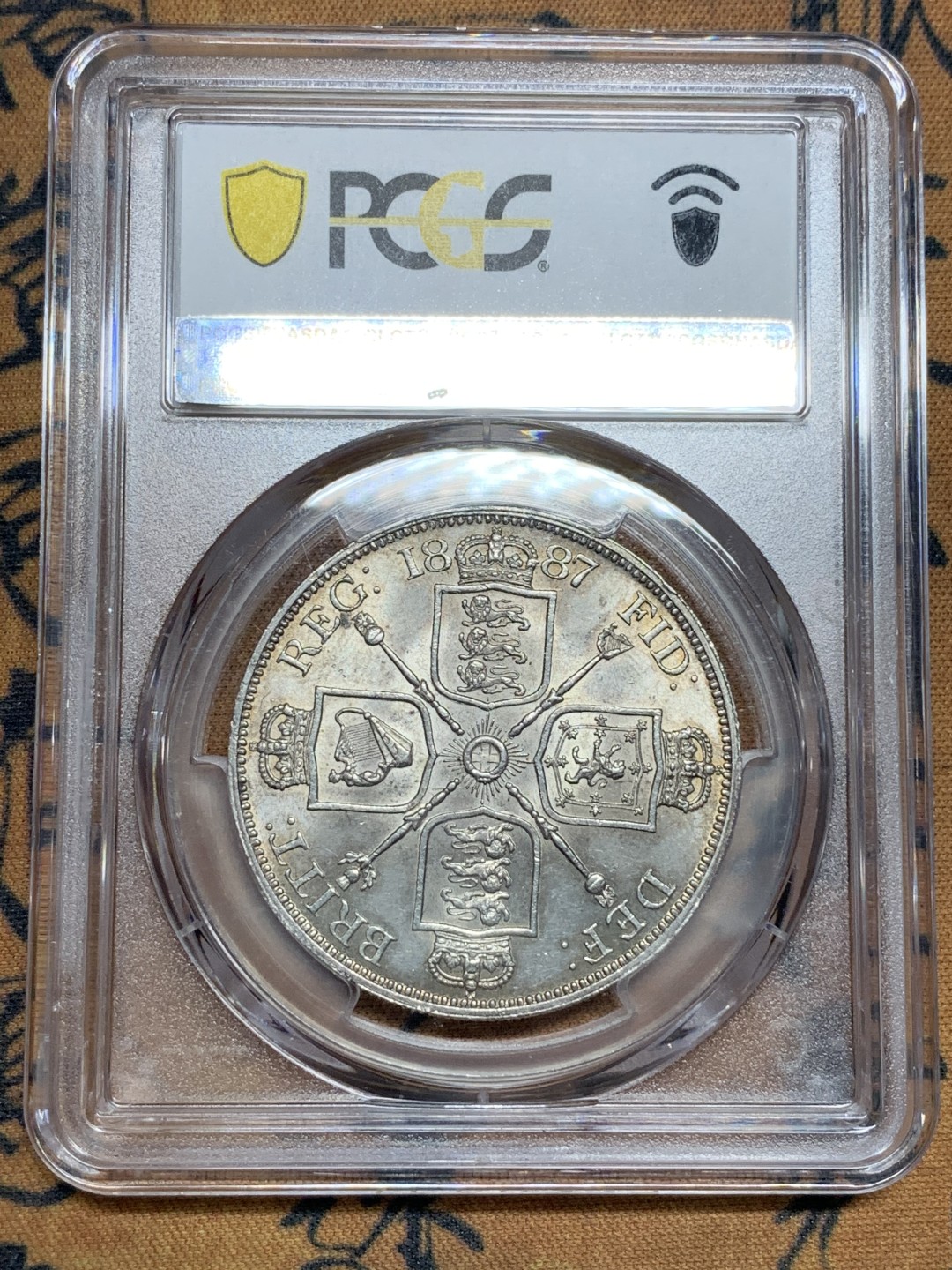 《竞宝斋》第98场-本周日，周一2场连拍（全场不限金额包邮） PCGS MS63 英国 罗马1 维多利亚双弗罗林1887 比阿拉伯1要少 高分不错 双福低估品种