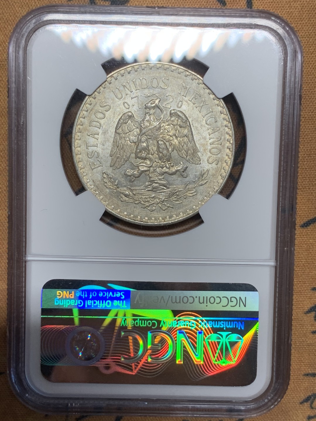 《竞宝斋》第98场-本周日，周一2场连拍（全场不限金额包邮） NGC-MS61 墨西哥1943年 小鹰洋 1比索银币 原光好品