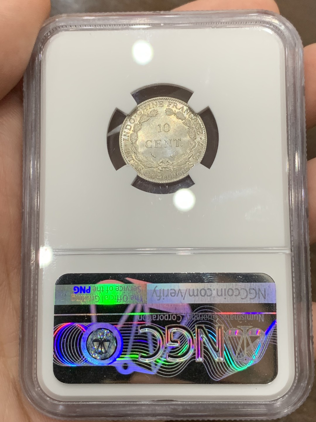 《竞宝斋》第98场-本周日，周一2场连拍（全场不限金额包邮） NGC MS66  法属印支   1937年 坐洋 10分 银币 顶级分数 不要错过