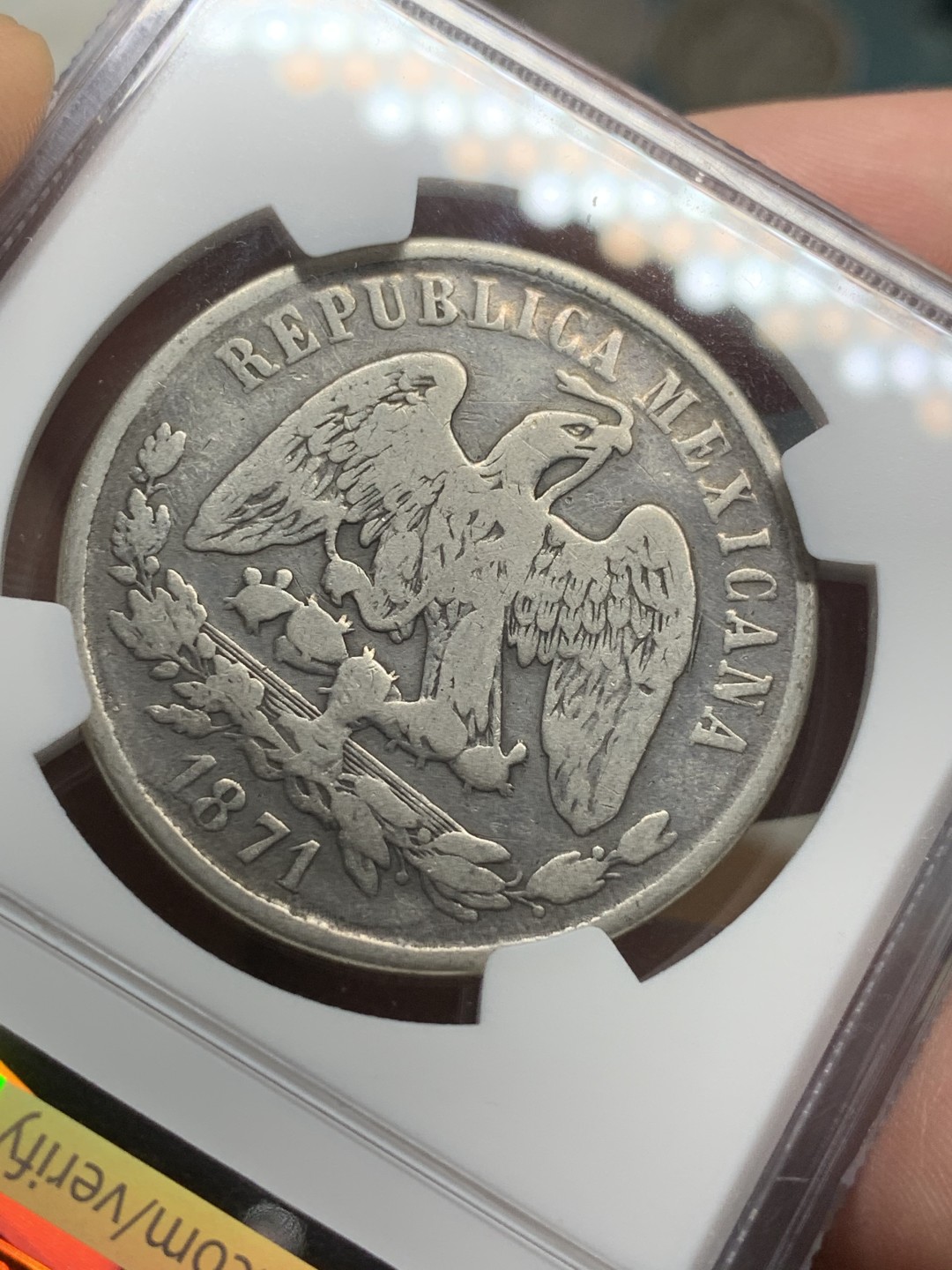 《竞宝斋》第98场-本周日，周一2场连拍（全场不限金额包邮） NGC F12 墨西哥 1871年 天平 1比索  鹰洋 大银币 打制好 自然流通状态