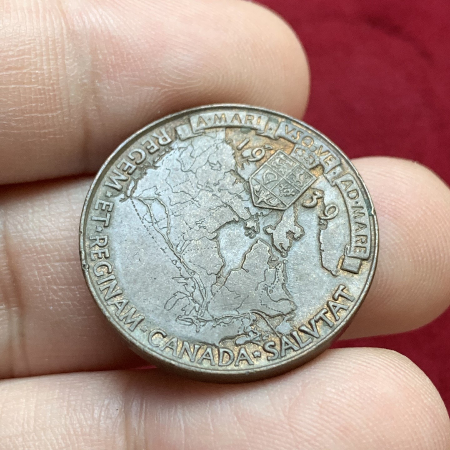 《竞宝斋》第98场-本周日，周一2场连拍（全场不限金额包邮） 加拿大1939年乔治六世夫妇纪念章 背面加拿大地图