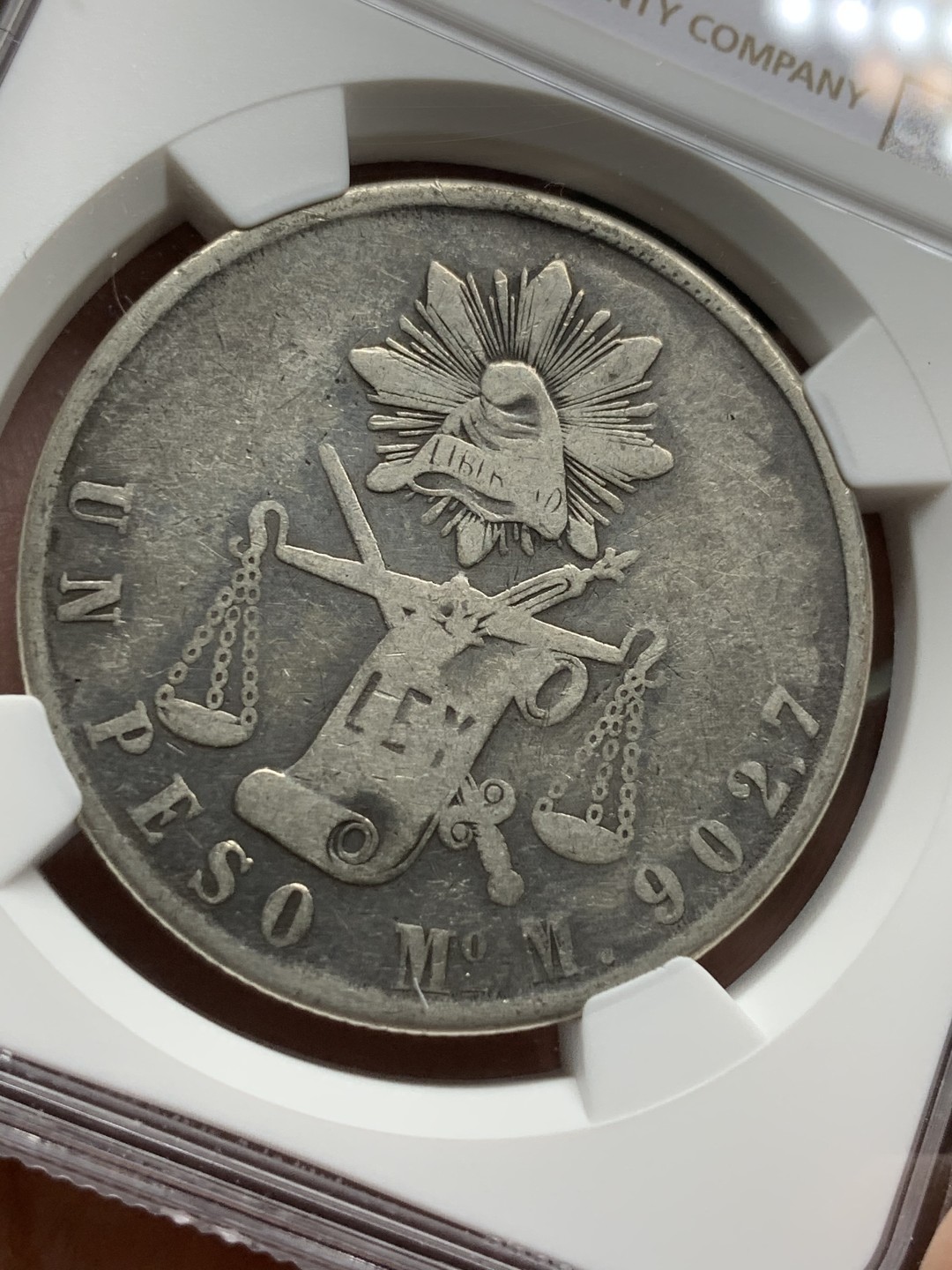 《竞宝斋》第98场-本周日，周一2场连拍（全场不限金额包邮） NGC F12 墨西哥 1871年 天平 1比索  鹰洋 大银币 打制好 自然流通状态