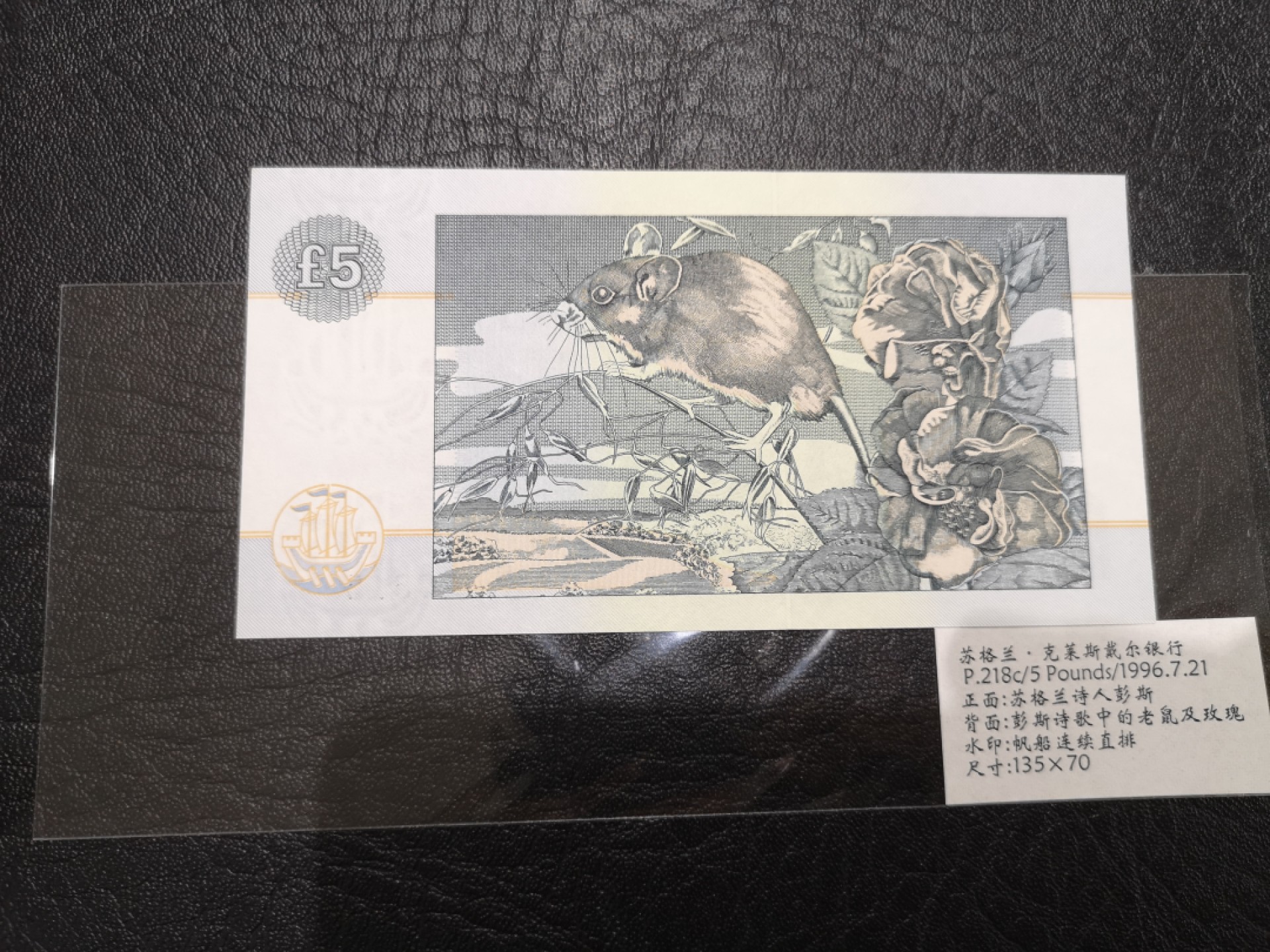 《外钞收藏家》第二百零五期 苏格兰经典专场👍 克莱斯戴尔银行-1996-5镑	E/DQ 029315	P-218 荧光有星星点点潮