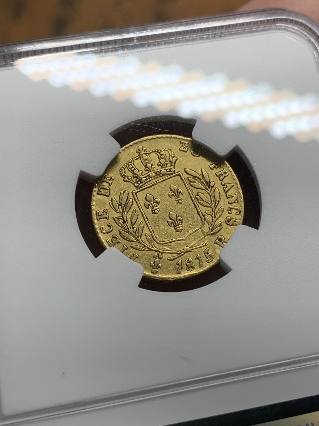 《竞宝斋》第98场-本周日，周一2场连拍（全场不限金额包邮） NGC-XF45 法国1815-R年 路易十八20法郎金币 这枚是稀少的伦敦造币厂铸造 