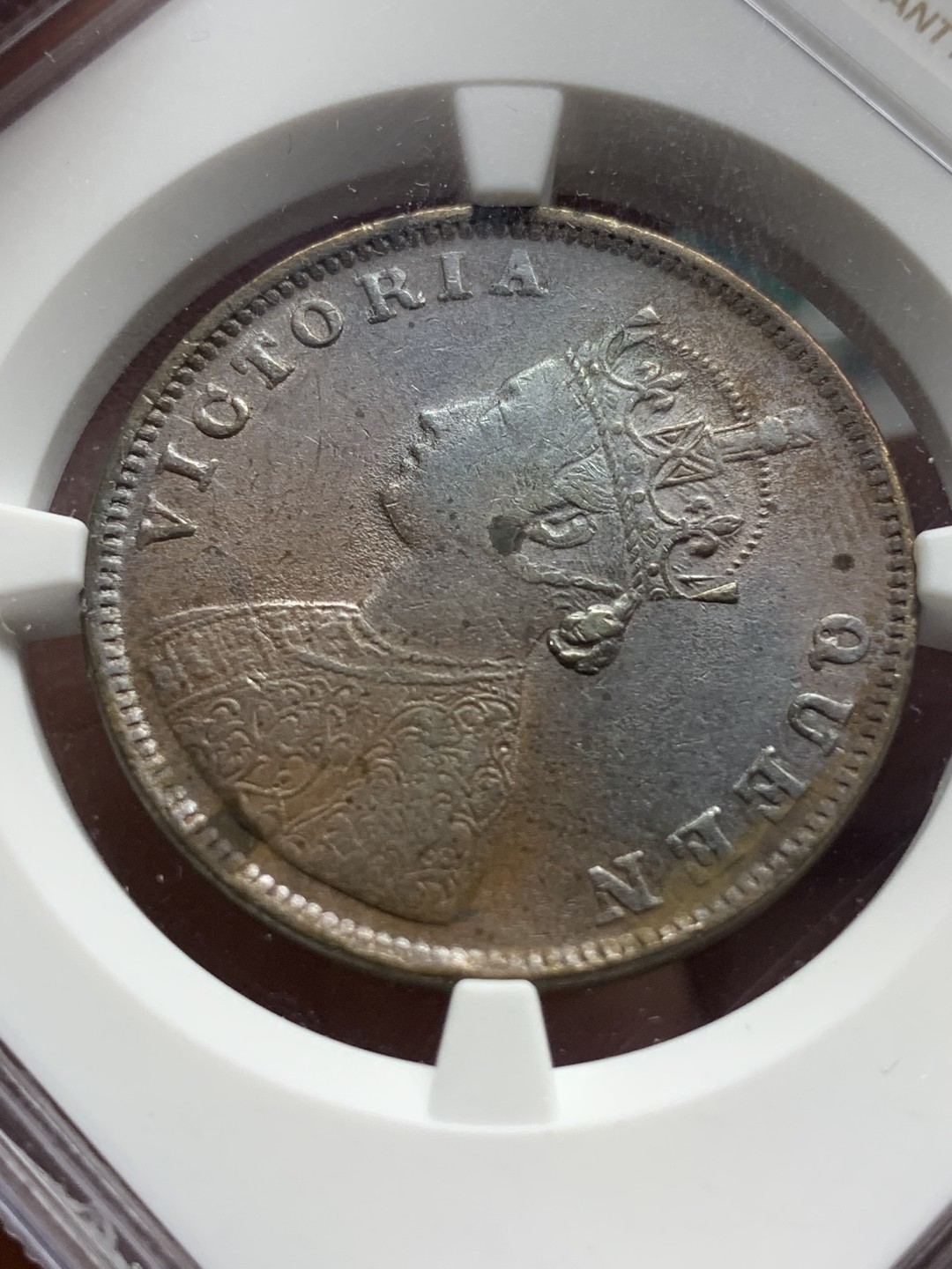 《竞宝斋》第98场-本周日，周一2场连拍（全场不限金额包邮） NGC-AUD 英属印度1862M小维半安娜 少见面值