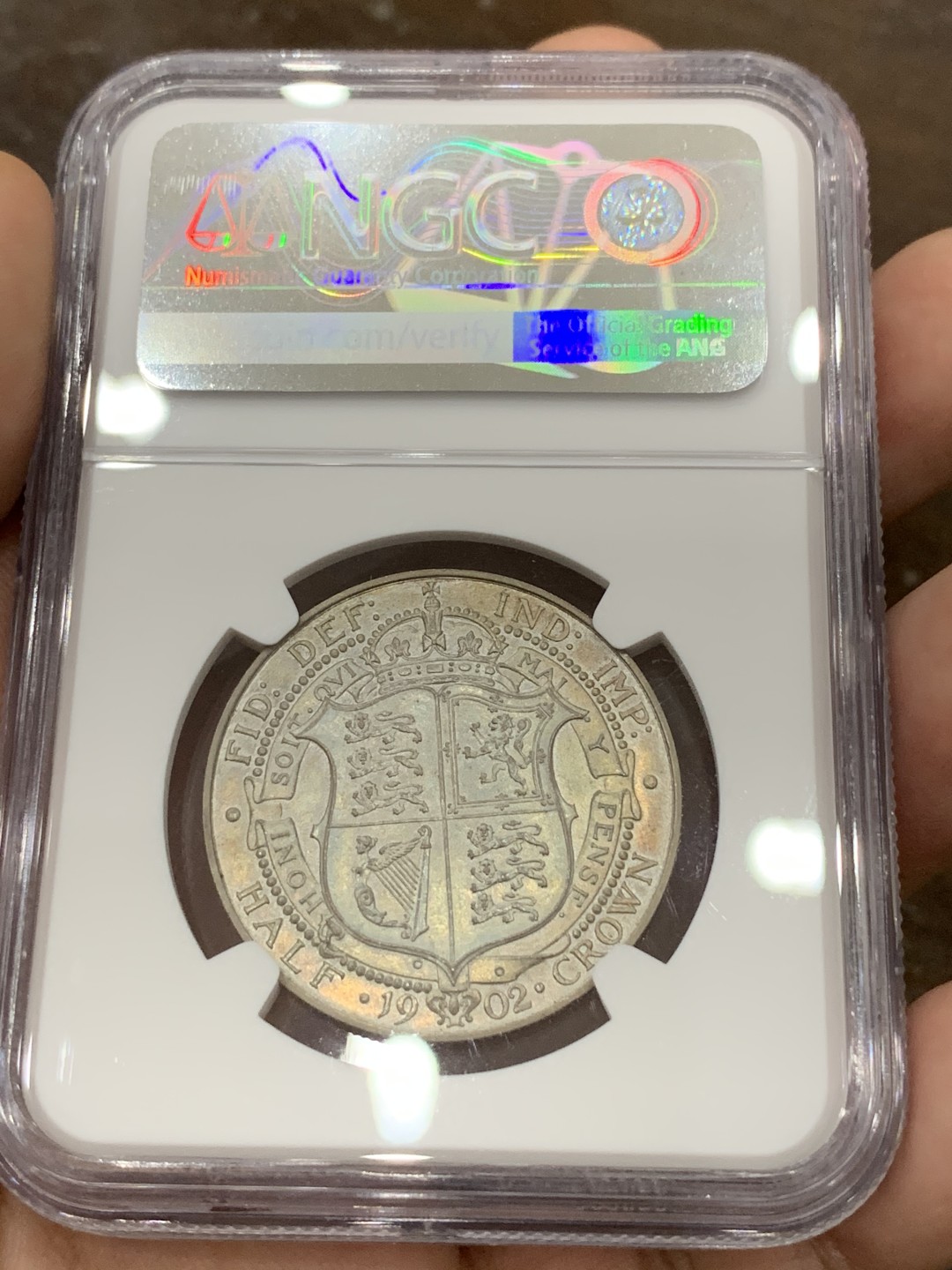 《竞宝斋》第98场-本周日，周一2场连拍（全场不限金额包邮） NGC PF62MATTE 五彩英国1902年爱七精制半克朗银币