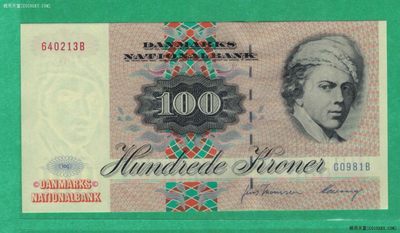 丹麦1998年100克朗 P-54h 欧洲纸币 实物图 UNC - 丹麦1998年100克朗 P-54h 欧洲纸币 实物图 UNC