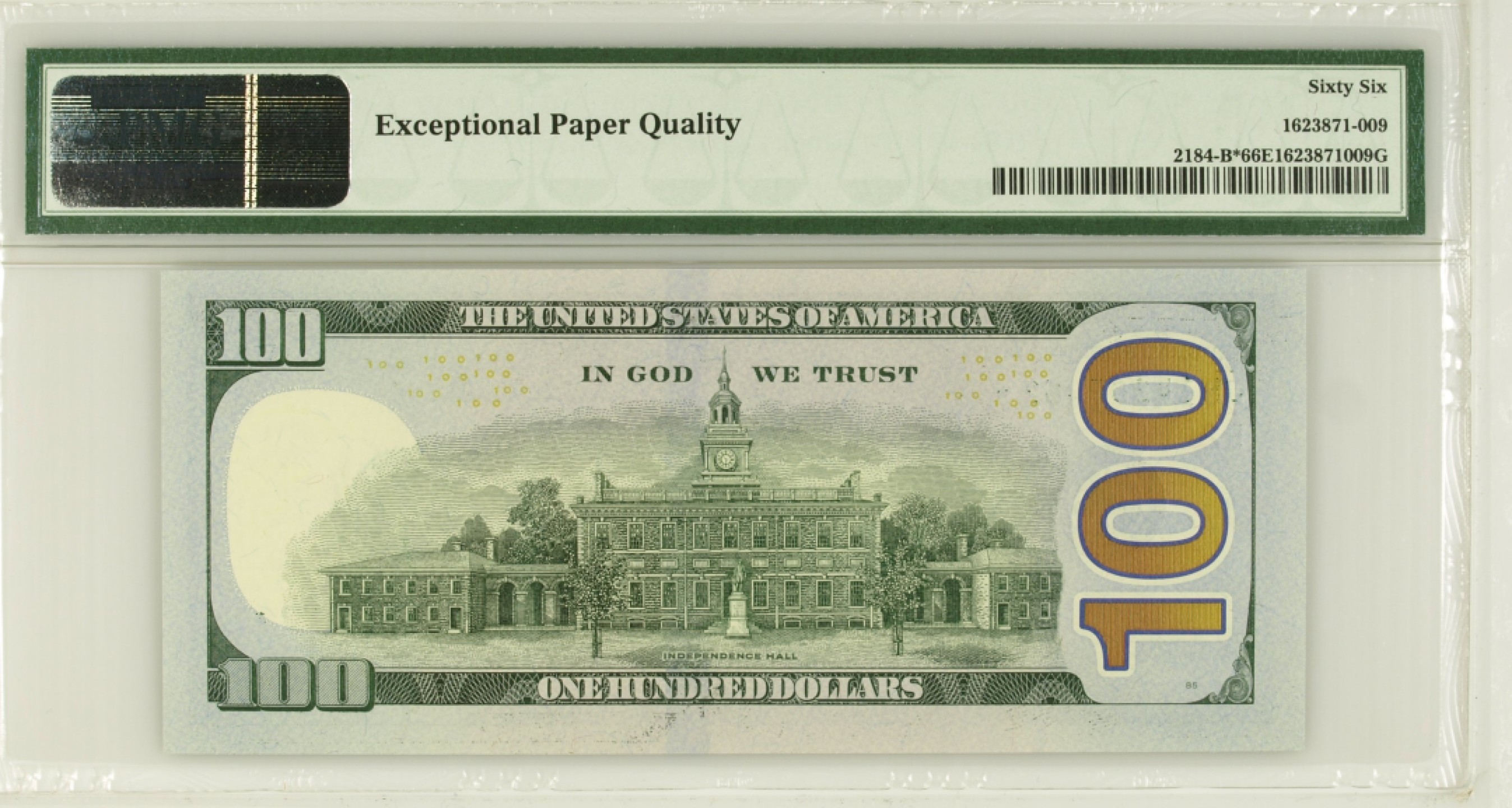 收藏联盟Quantum Auction 第194期——白金之夜 秋季拍卖 美国2009年联邦储备券100元 PMG66 星补号 稀少首发年份版本